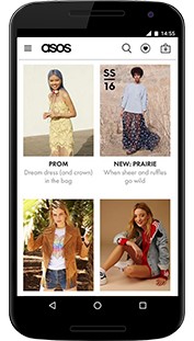 Mobile apps are what customers want ASOS homepage on a mobile device.