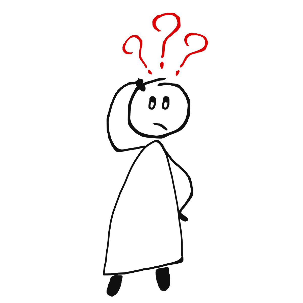 do you have a clue about your eBay shopping cart? Sketch of a stick figure scratching their head