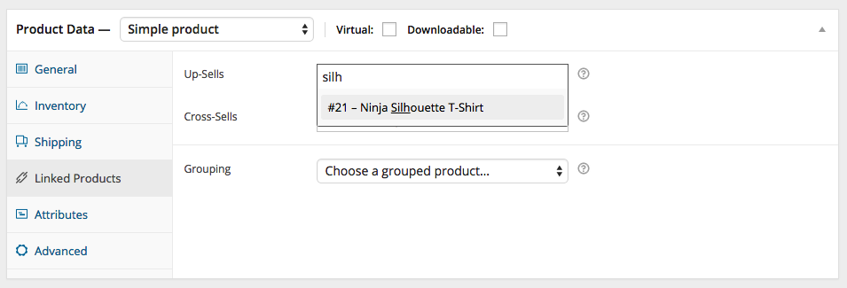 Creating Products in WooCommerce - Linked Product A screenshot of some of the Linked Product options for products in WooCommerce