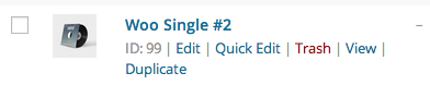 Creating Products in WooCommerce - Product ID A screenshot of a product listed in the WordPress CMS, showing when the ID is