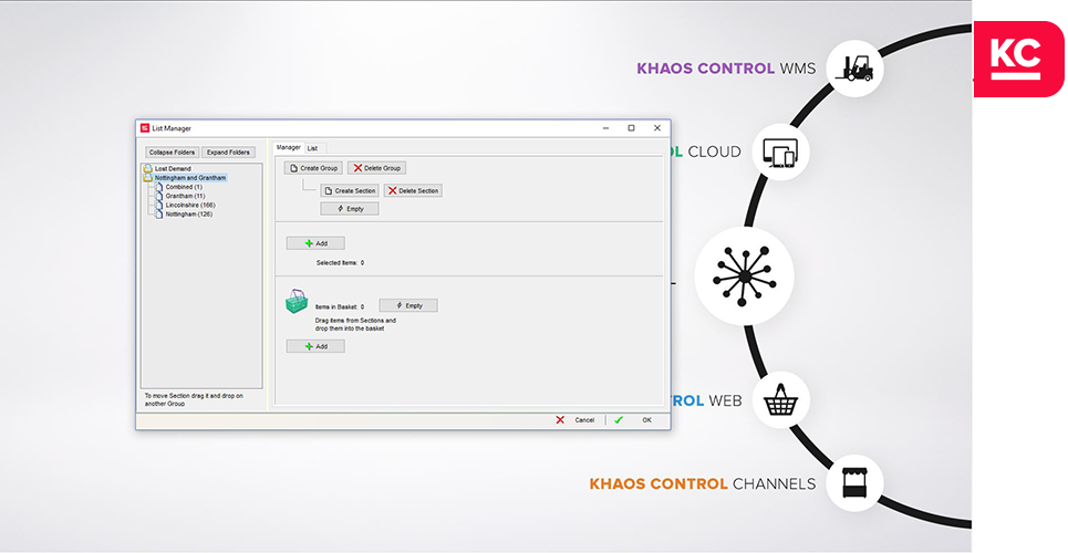 no-lazyload Khaos control software screen showing list manager window