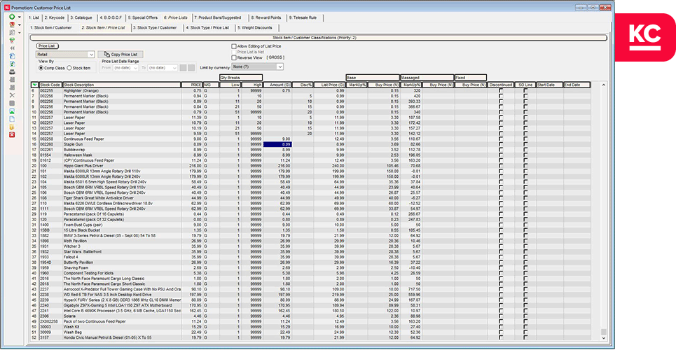 Screen showing promotions within khaos control