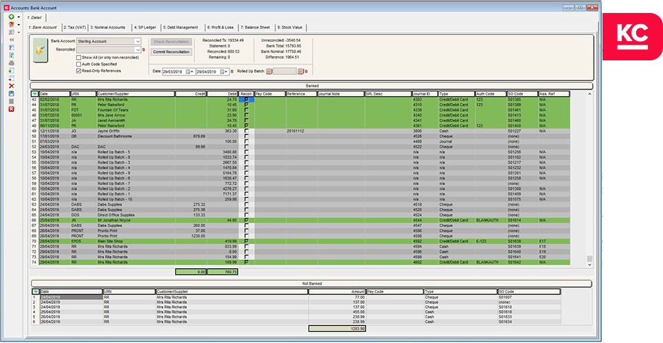 A screenshot of the bank account screen in Khaos Control