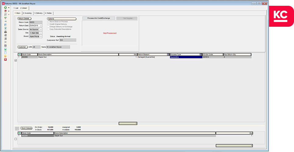 no-lazyload A screenshot of a returns detail screen in Khaos Control