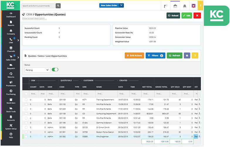 no-lazyload Khaos Control Cloud CRM quoting screen.