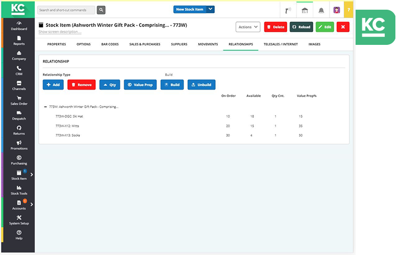 no-lazyload A screenshot of the stock relationships screen in Khaos Control Cloud