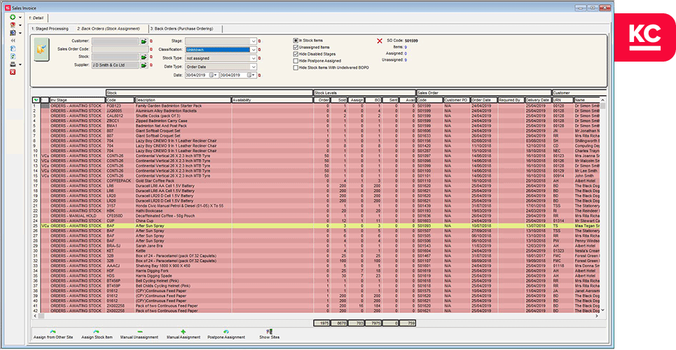 no-lazyload A screenshot of the back order stock assignment screen in Khaos Control