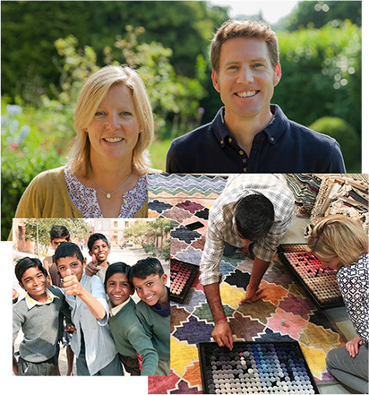 A picture of the founders of Myakka and a picture of children in India