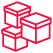 A symbol of three packing boxes shown in 3 dimensions