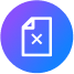 A blue and purple circle with a white symbol showing piece of paper with a cross in the middle of it