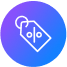 A blue and purple circle with a white symbol showing a tab with a percentage symbol in the middle