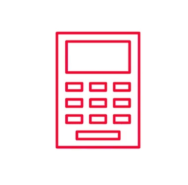 A line drawing of a calculator